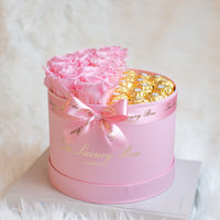 Infinity Roses and Ferrero Rocher Chocolate Gift Box | Luxury Preserved Flowers and Chocolate Mother's Day Gift Set