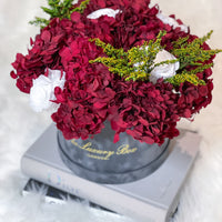 Preserved hydrangea and infinity roses bouquet for flower delivery UK