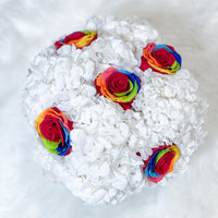 preserved rainbow flowers arrangement for flower delivery