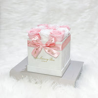 Pink and white infinity roses for valentine's day gift delivery
