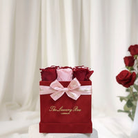 Red & Pink Eternity Roses In Red Velvet Square Box | Infinity Roses | Valentine's Day Infinity Roses
