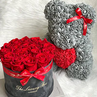 Grey Rose Bear with Red Heart 40cm