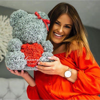 gift for her valentine's day grey rose teddy bear