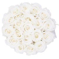 white infinity roses in a box christmas gift for her