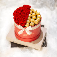 eternity rose box with fererro chocolate gift set for valentine's day