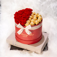 eternity rose box with fererro chocolate gift set for valentine's day