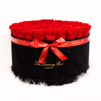 red infinity roses in giant xxl black box for valentine's gift