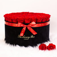 red infinity roses in giant xxl black box for valentine's gift