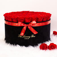 red infinity roses in giant xxl black box for valentine's gift