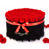 red infinity roses in giant xxl black box for valentine's gift