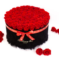 red infinity roses in giant xxl black box for valentine's gift