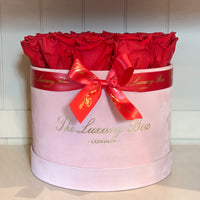 red eternity roses in pink velvet box gift for girls