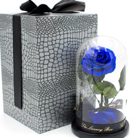 Blue Rose In Glass Dome XL - Luxury Box London
