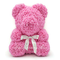 Pink Rose Bear with Ribbon