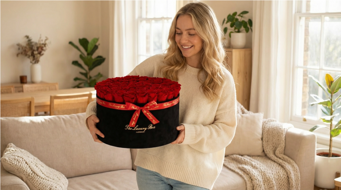 60-70 Red Eternity Roses In Black Box XXL | Infinity Roses | Luxury Preserved Flower Gift Box