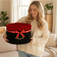 60-70 Red Eternity Roses In Black Box XXL | Infinity Roses | Luxury Preserved Flower Gift Box