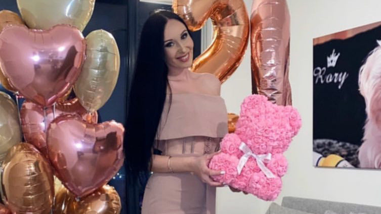 birthday gift for her pink rose bear
