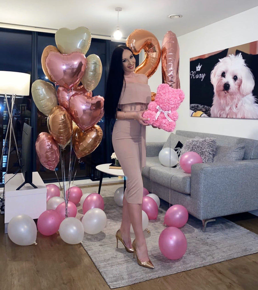 birthday gift for her pink rose bear