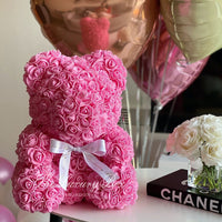 pink rose teddy bear gift for her