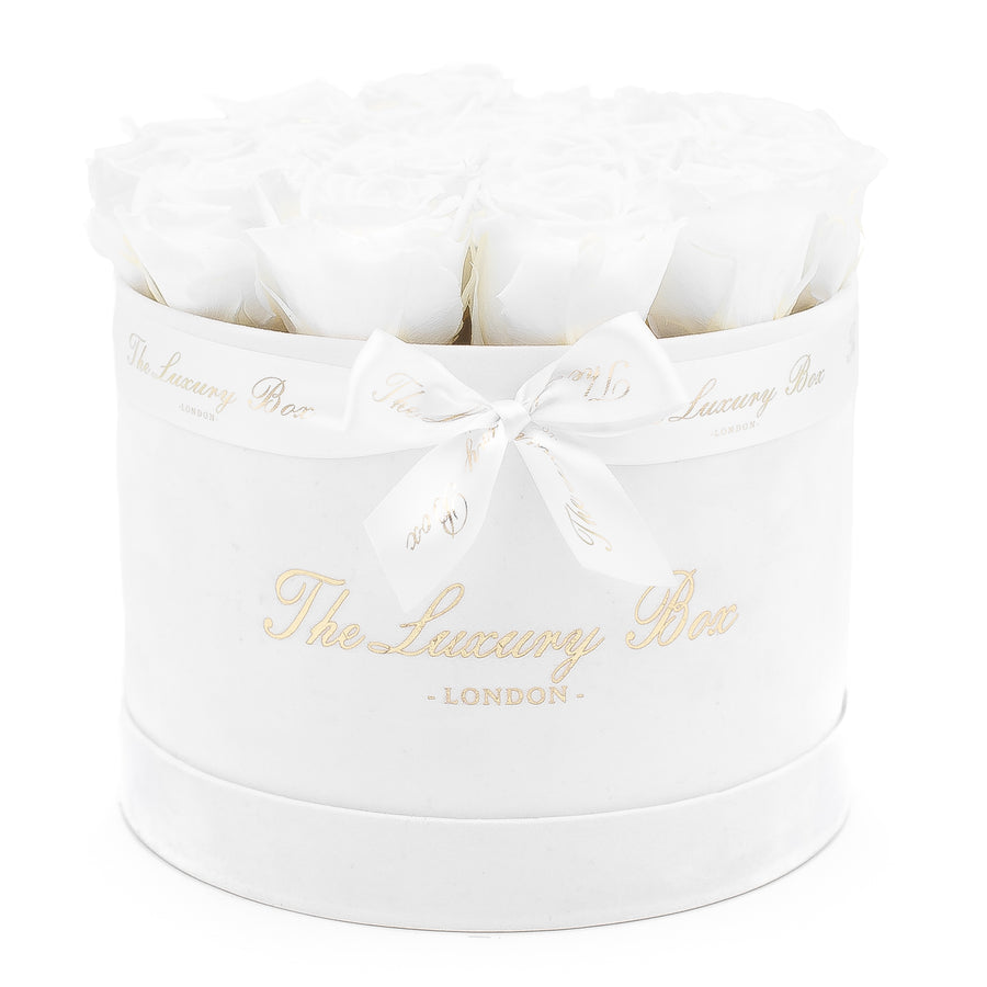 white preserved Eternity Roses In white Box