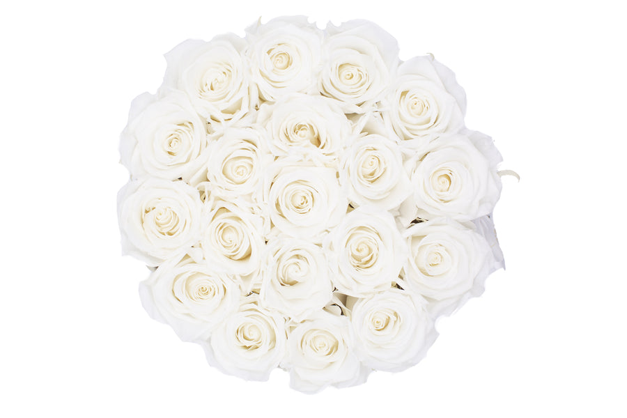 white infinity roses in a box christmas gift for her