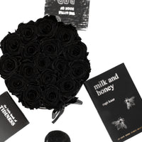 black eternity roses in black box gift