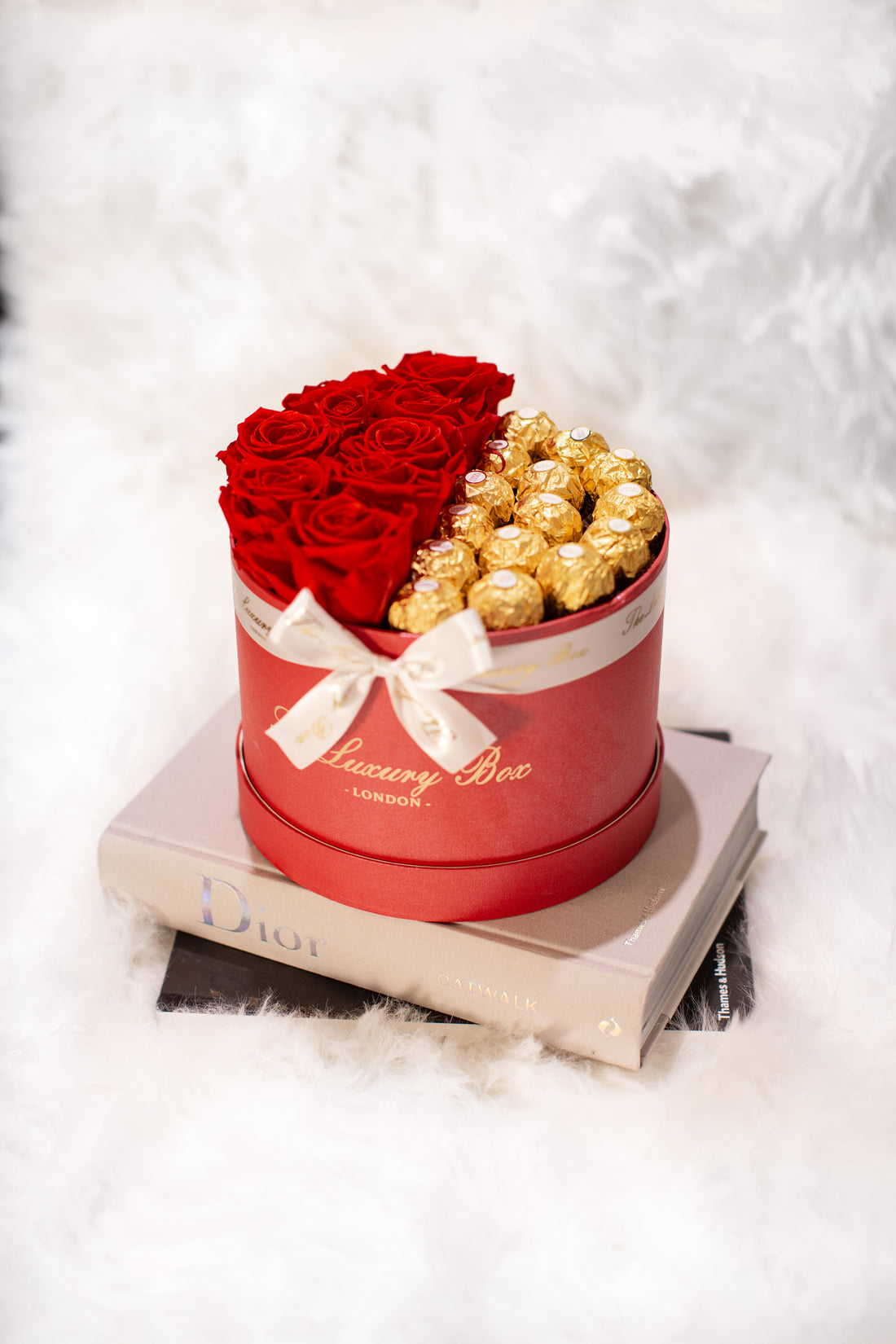 eternity rose box with fererro chocolate gift set for valentine's day