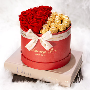 eternity rose box with fererro chocolate gift set for valentine's day