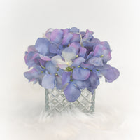 cute purple blue artificial flowers in vase for luxury home decoration