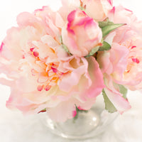 peach and pink artificial flowers in vase for coffee table luxurious home decor