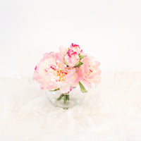 peach and pink artificial flowers in vase for coffee table luxurious home decoration