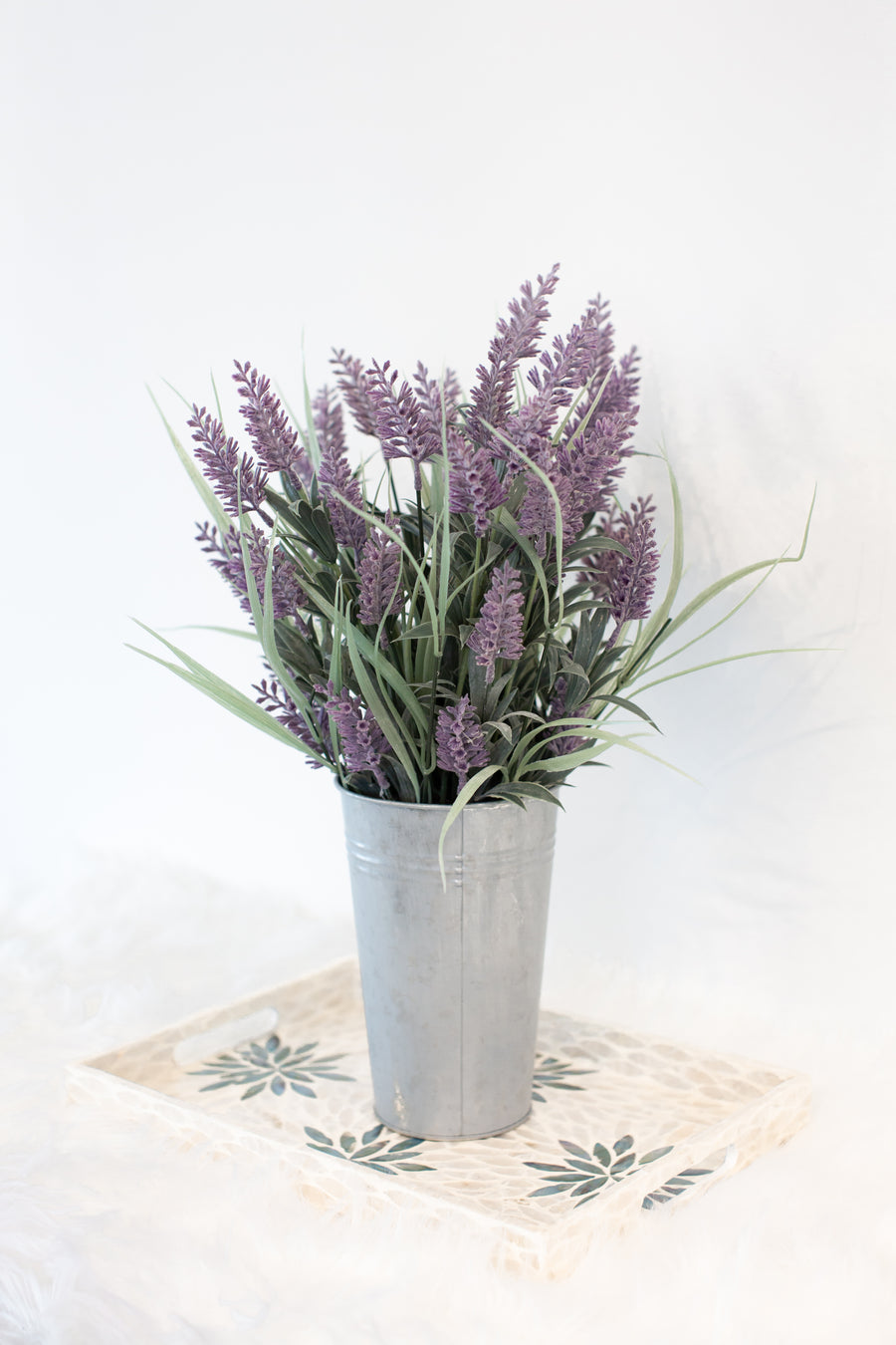 artificial lavender plant in pot for home decor