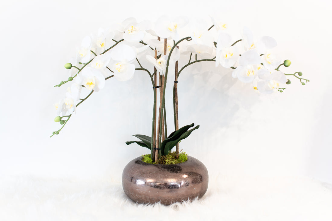 luxury artificial orchid plant in pot for home decor