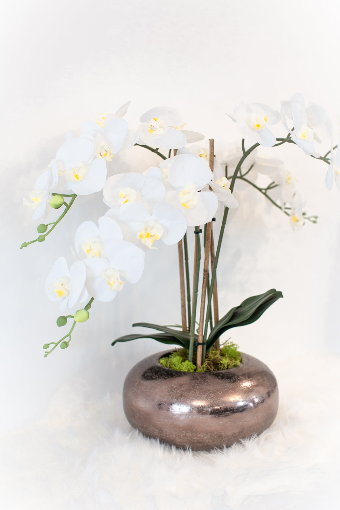 luxury home decoration white artificial orchid plant in pot