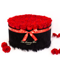 red infinity roses in giant xxl black box for valentine's gift