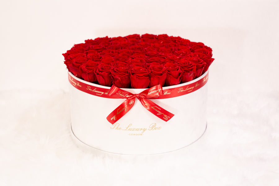 infinity roses in giant big white rose box for valentine's day gift