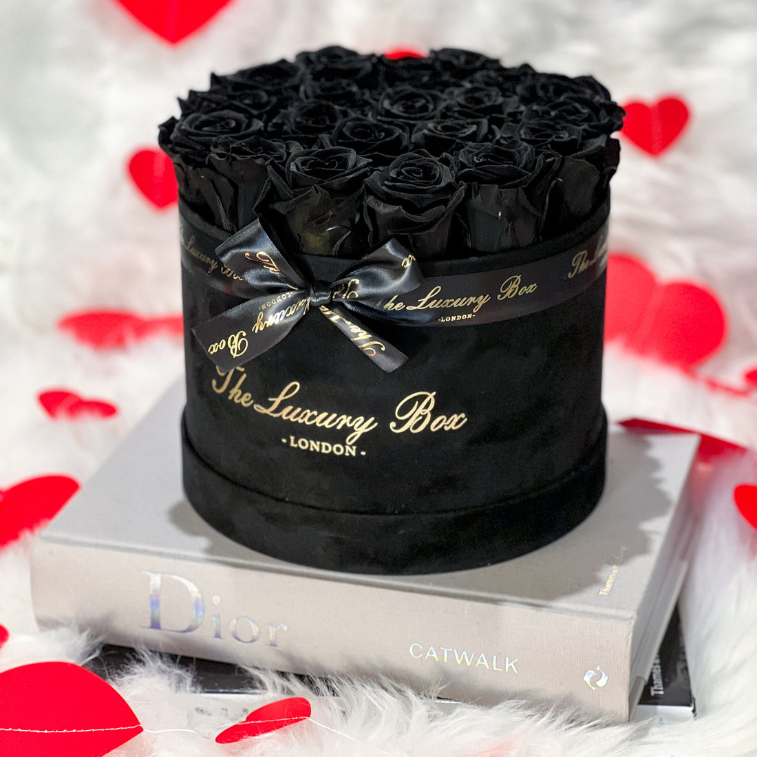 black eternity roses in black box valentine's day gift
