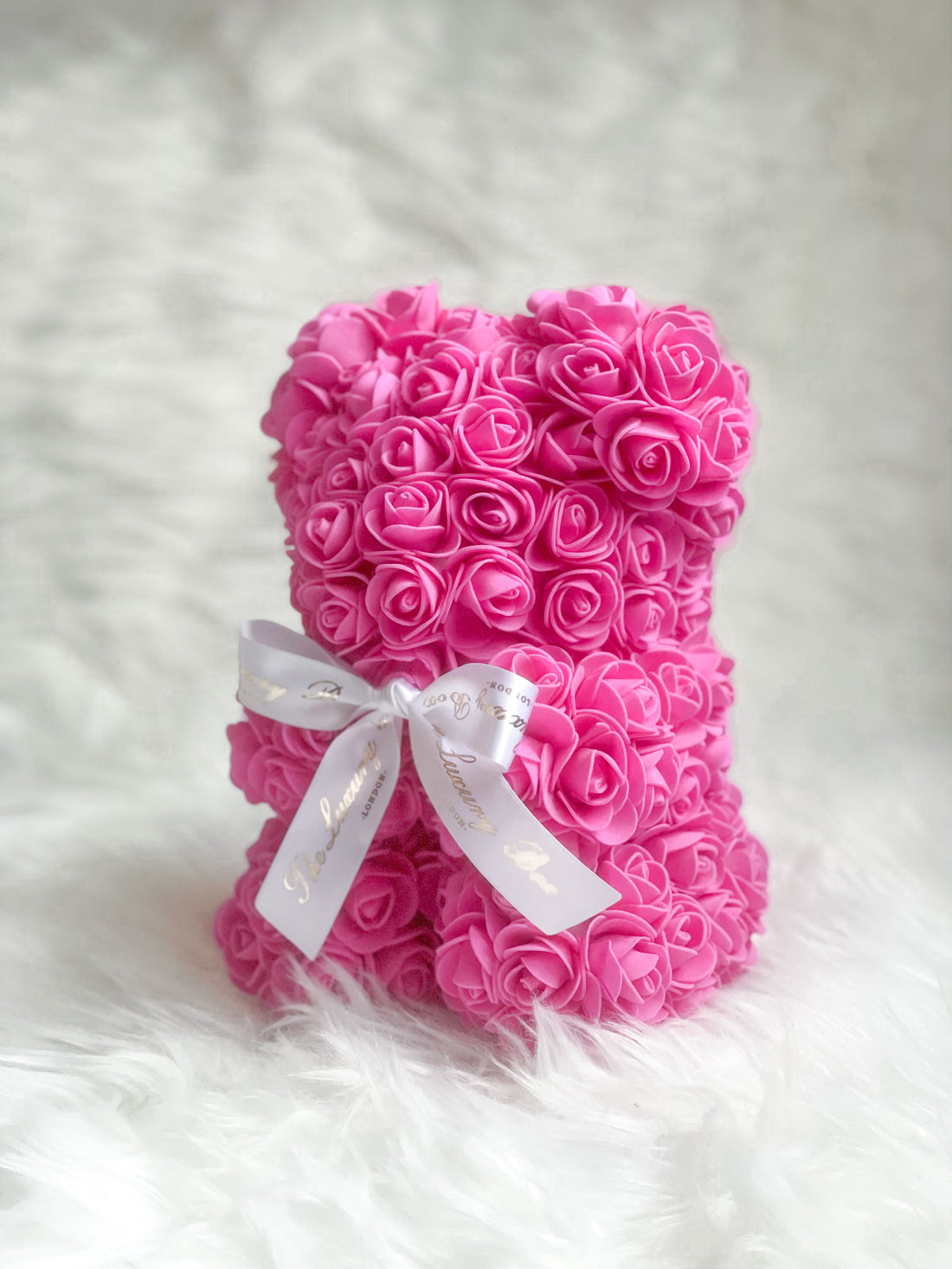 small hot pink rose bear for valentine's gift or anniversary gift for her