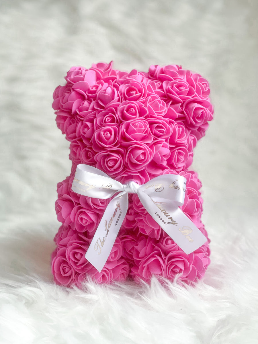 small hot pink rose bear for valentine's gift or anniversary gift for her