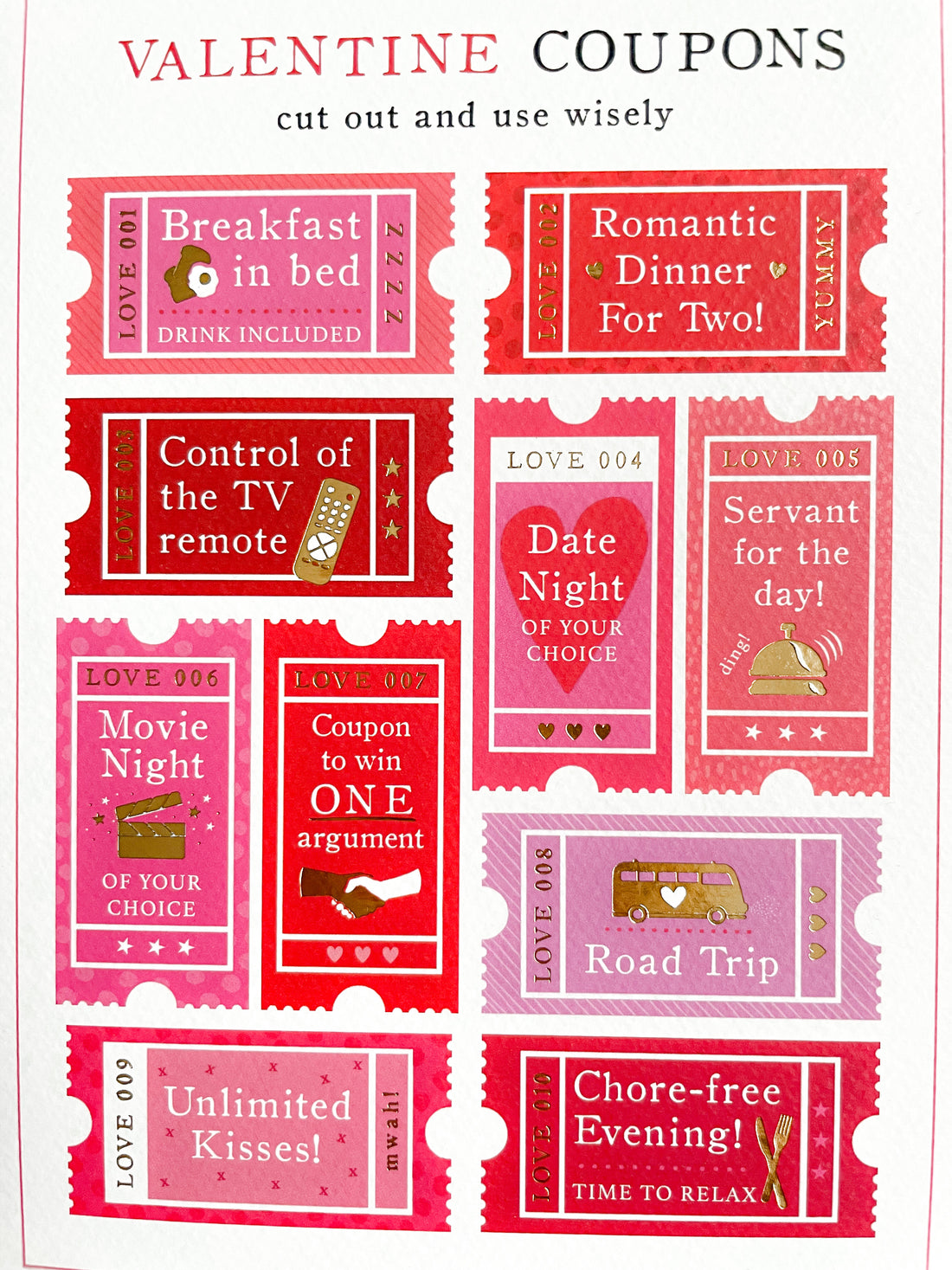 Valentine's Day Coupon gift card for her