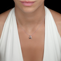 Heart Pendant Necklace 0.10ct Diamond 9K White Gold