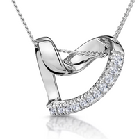 Heart Pendant Necklace 0.10ct Diamond 9K White Gold