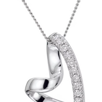 Heart Pendant Necklace 0.10ct Diamond 9K White Gold