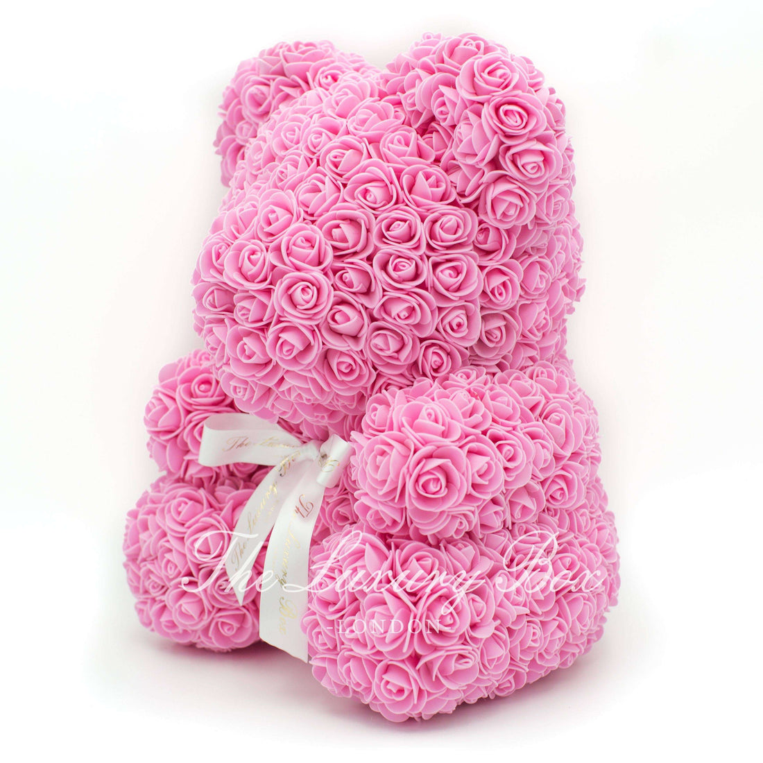 Pink Rose Bear with Ribbon 14 in