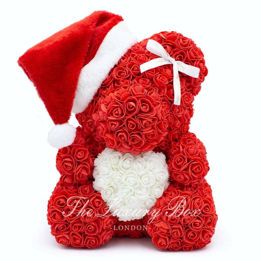 red rose bear christmas