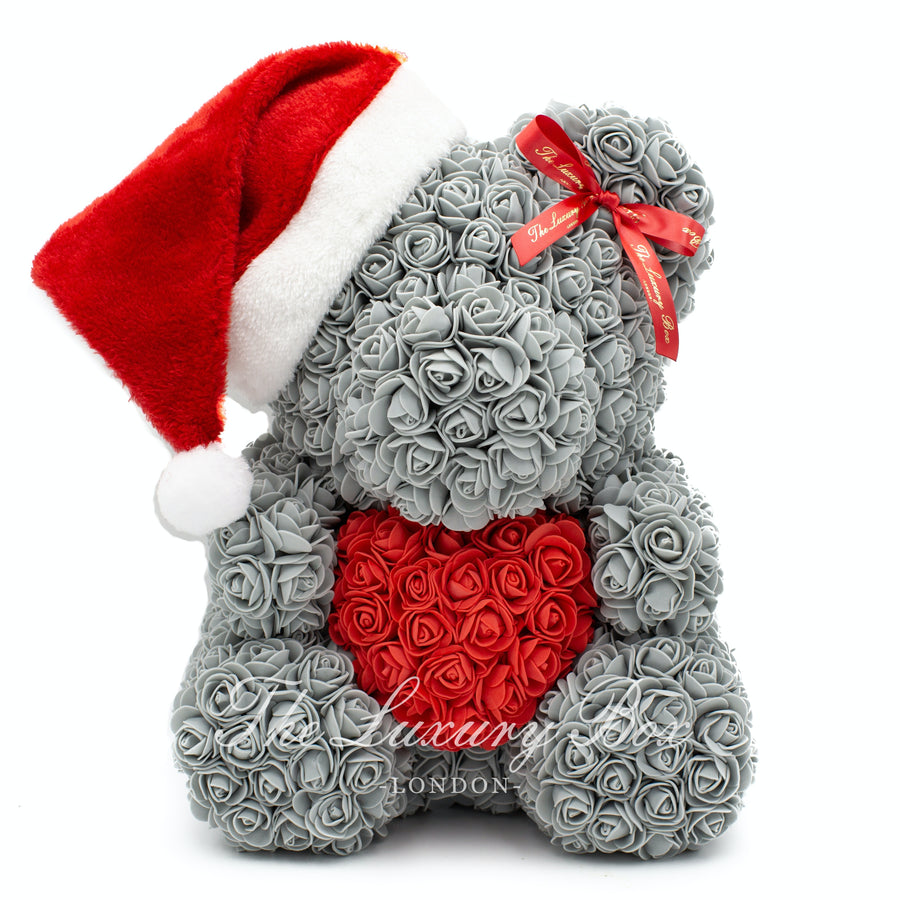 Grey rose bear christmas
