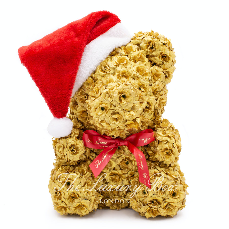 gold rose bear christmas