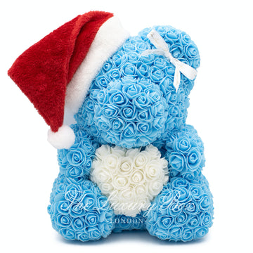 blue rose bear christmas