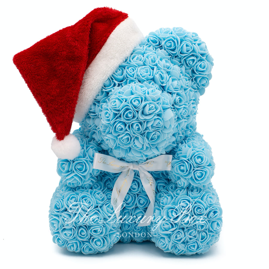 blue rose bear christmas