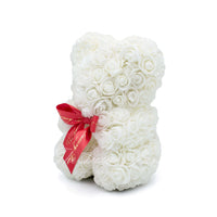Small Rose Bear - White - 10IN. - Luxury Box London